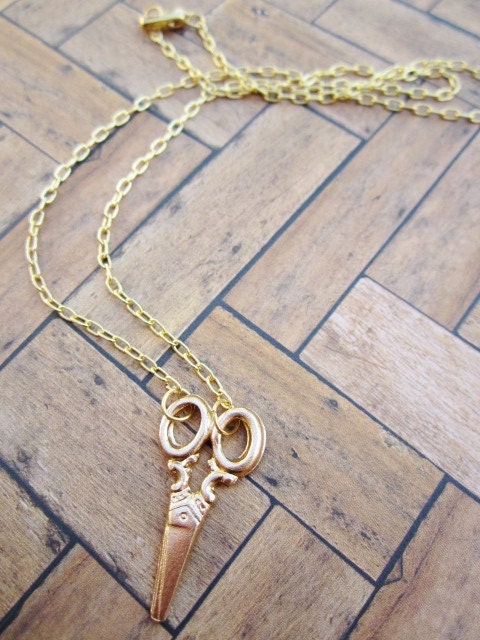 Vintage Gold Craft Scissors Necklace