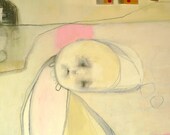 Pink Modern Art An Original Mixed Media Painting  "Beyond Me"