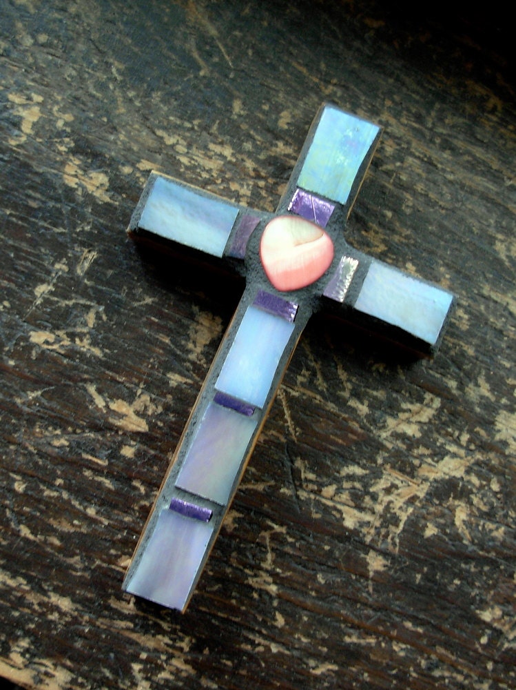 Purple and Pink Olive Wood Confirmation Cross