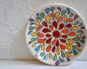 Colorful, Color-burst Bowl - Carved with Rainbow Drops - Made To Order