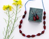Blood Red Glass Bead Necklace