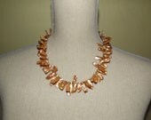 50% off UNIQUE RARE Golden Biwa Pearl Necklace - One of a kind