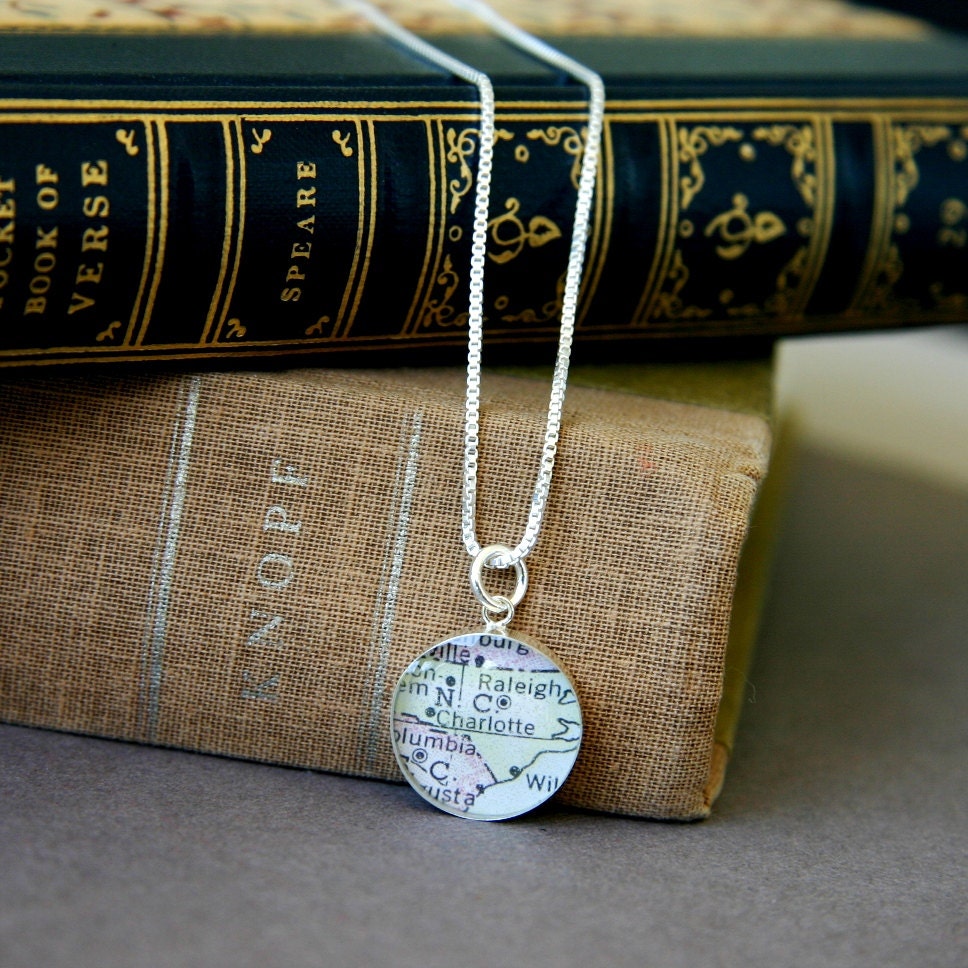 Charlotte, North Carolina - Keepsake Sterling Map Necklace