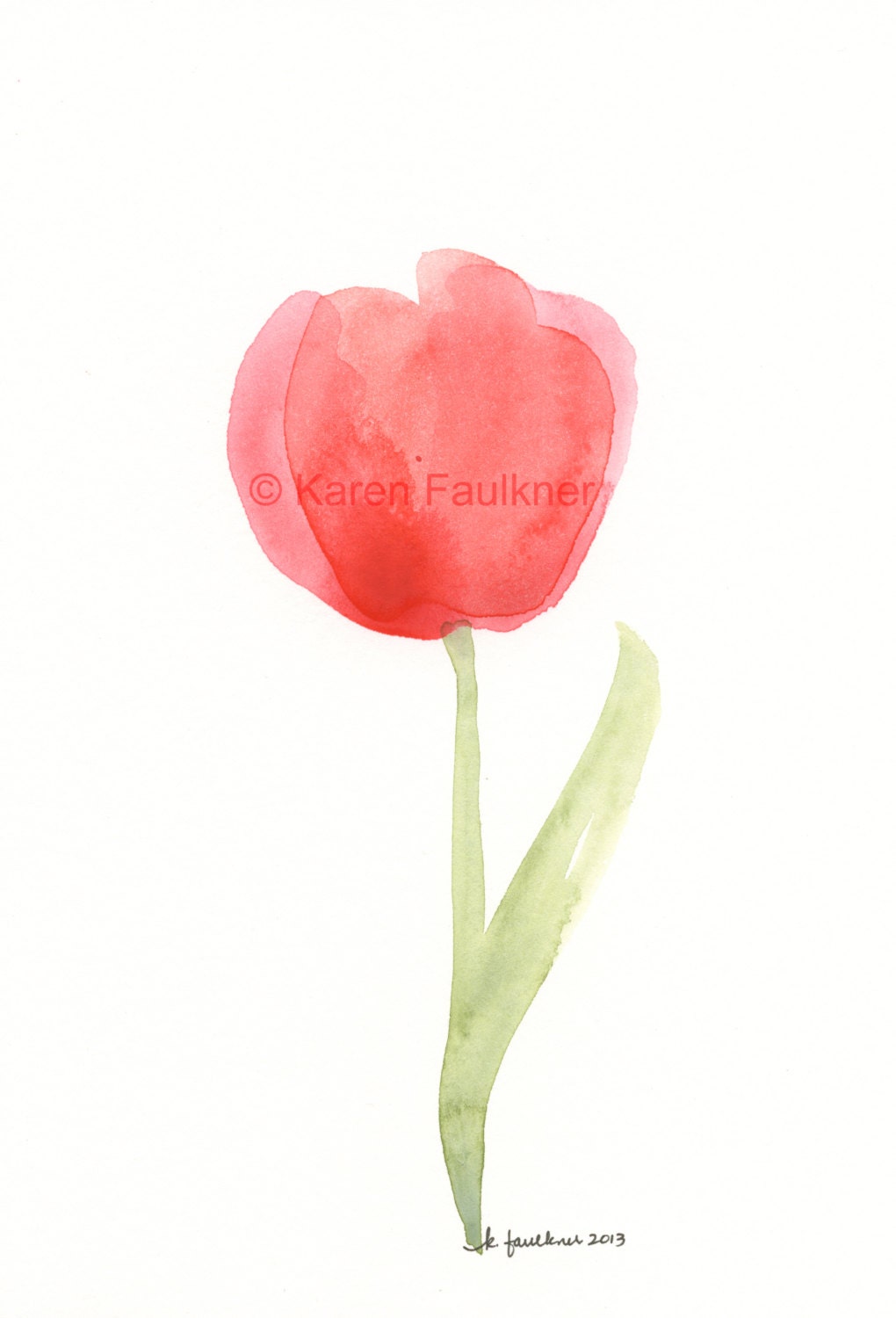Art, Painting, Watercolor Painting: Red Tulip