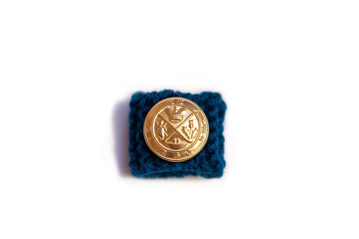 Knitted Ring - Blue with Gold Coat of Arms Button - From The Admiral's Collection