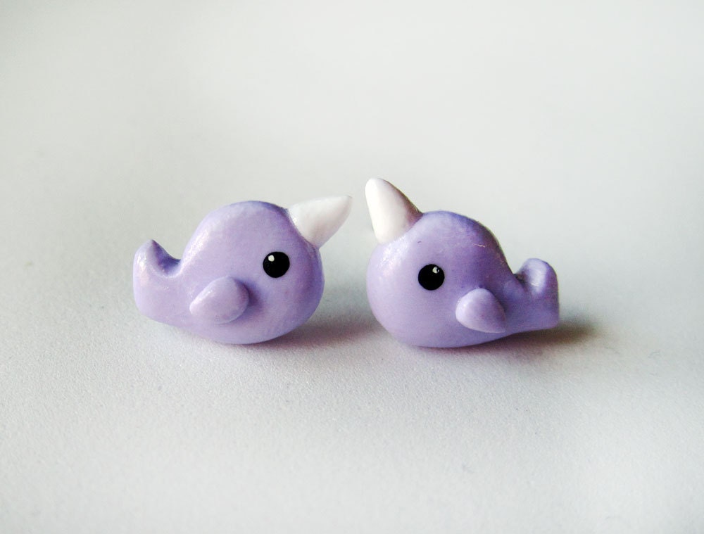 Cute Pastel Purple Narwhal Earrings