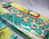 Beach House Art  Lighthouse acrylic  painting  in yellow and aqua by Jodi Ohl
