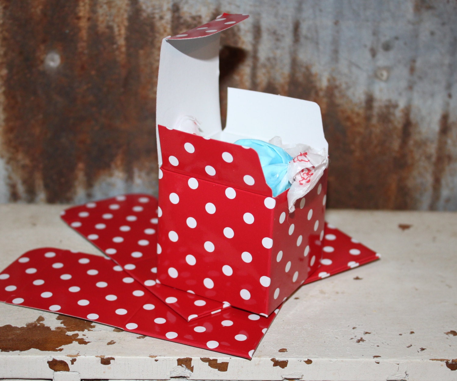 Red Polka Dot Gift Box 2x2x2 set of 10 -- Favor Box Il_570xn