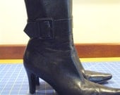 black leather ankle boots 8.5 kitten heel catwoman