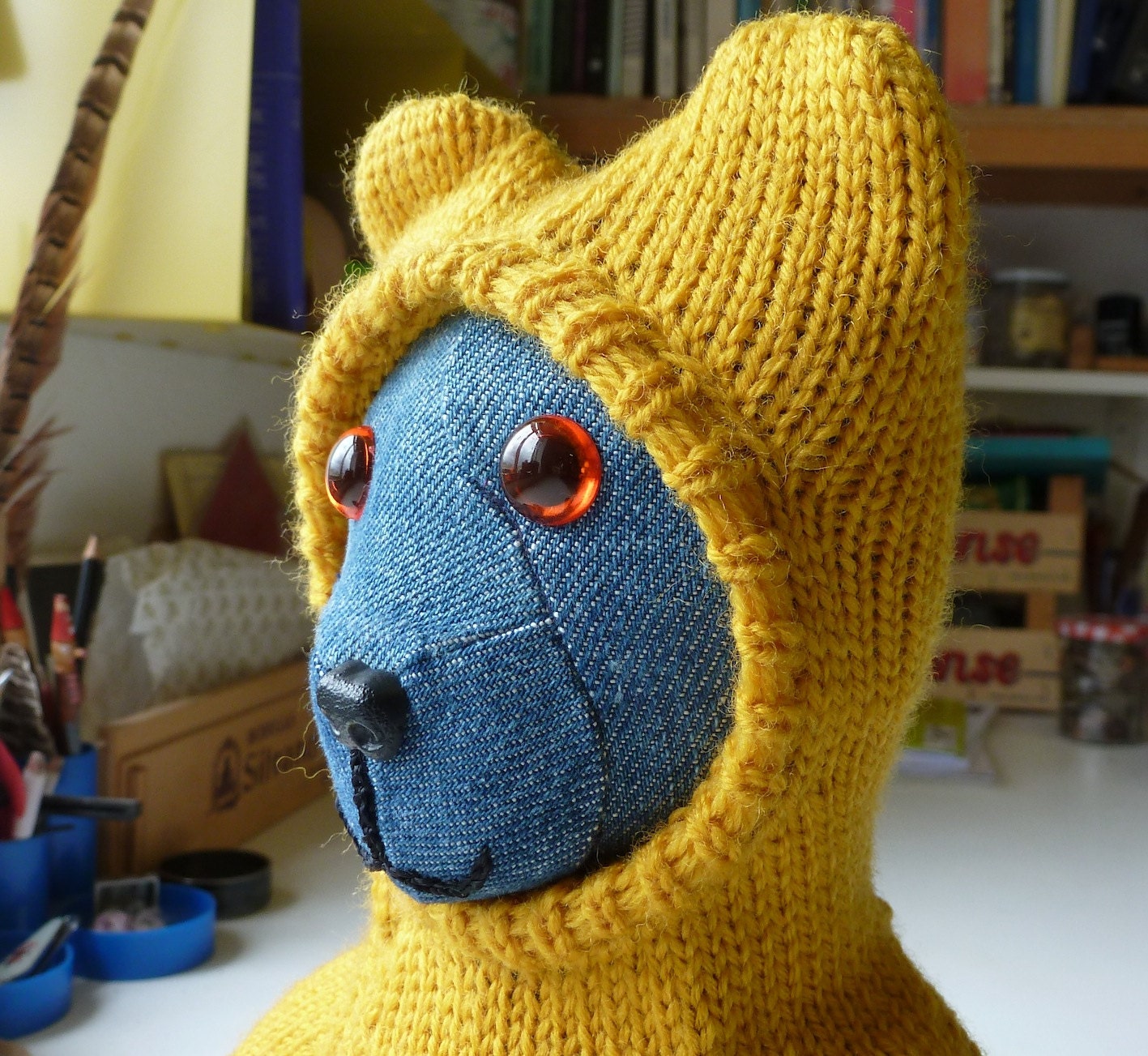 Yellow Knitted Top With Ears Includes Bear