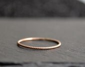 14k Solid rose gold twisted band, wedding ring, stacking rose gold ring,