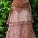 Crochet maxi dress  boho tea stained lace beige  vintage  fairytale rose  romantic medium   by vintage opulence on Etsy