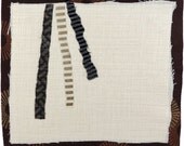 2.15.2013, small art quilt, contemporary, abstract, textile drawing, haiku, cream, brown, black, beige, stripes, wisdom, feelings