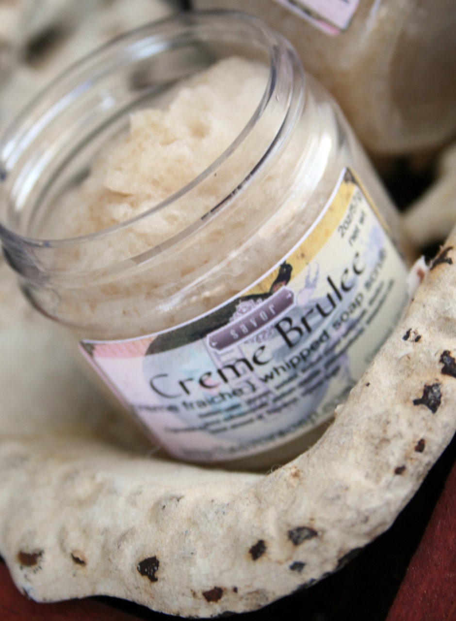 Creme Brulee 2 oz Mini Creme Fraiche Trial Sample Size Organic Sugar Scrub Soap