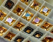 Summer Blush  Sew On - Swarovski Crystal 10mm Square 4410 in a SP 4-hole Prong Setting Wire Jewelry Supply