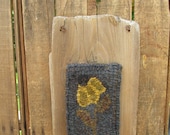 Primitive Hooked Rug Coneflower on Old Barn wood