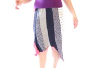 Womens Long Asymmetrical Colorful Patchwork Skirt Extra Small// by Nicoles Threads