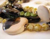 Mossy 4-Strand Kazuri Necklace and Earring Set