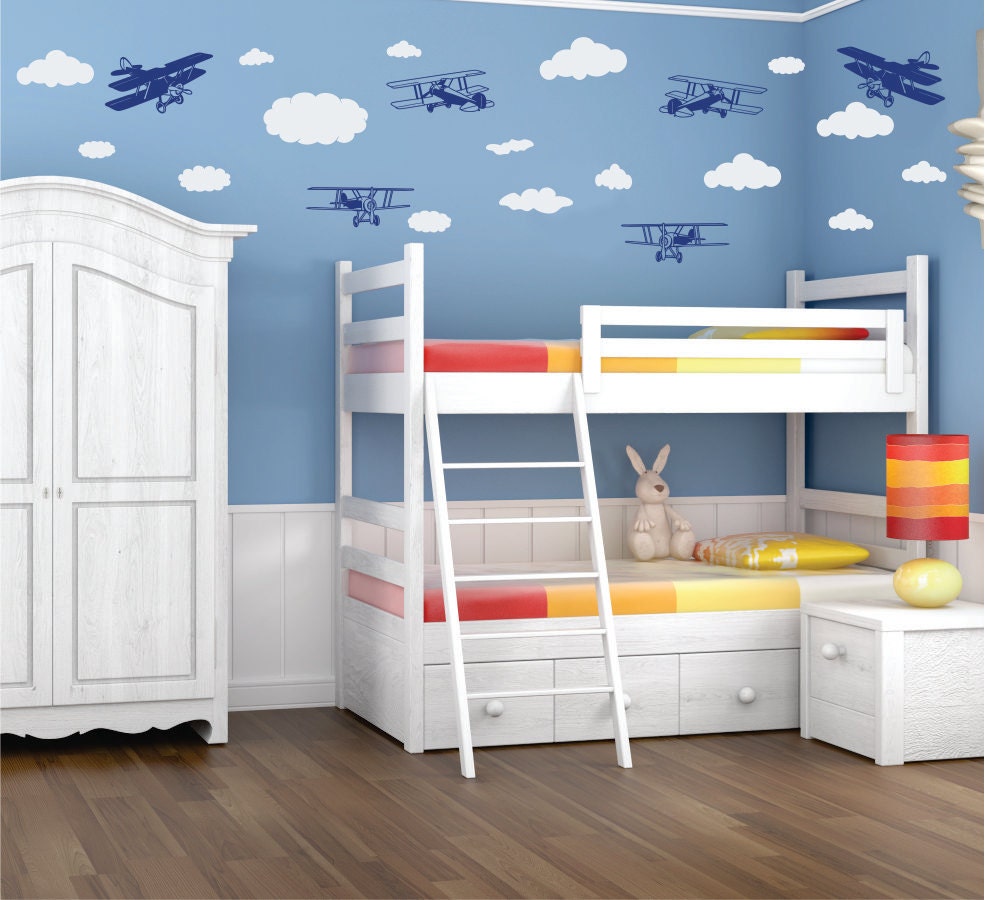 The Original Airplanes and Clouds Wall Decals for Kids Wall Art Stickers made in the USA