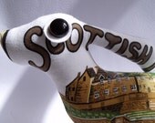 Mother Hare Scotty Soft Sculpture hare plush fabric bunny rabbit ornament pillow Edinburgh Castle Scotland castles scottish ochre yellow