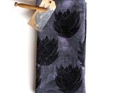 Hand Printed and Hand Dyed Agave or Star Dish Towel - Gray - Black - Succulent