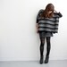 Box T - Pleated Black and Grey Stripe with Bamboo Jersey sleeves - One Size