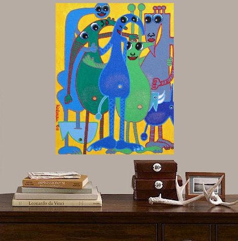 Best  Buddies... original painting, 11.8x15.7", 30x40 cm, acrylic, canvas with wedge frame, friend, buddy, abstract, surreal, fantasy