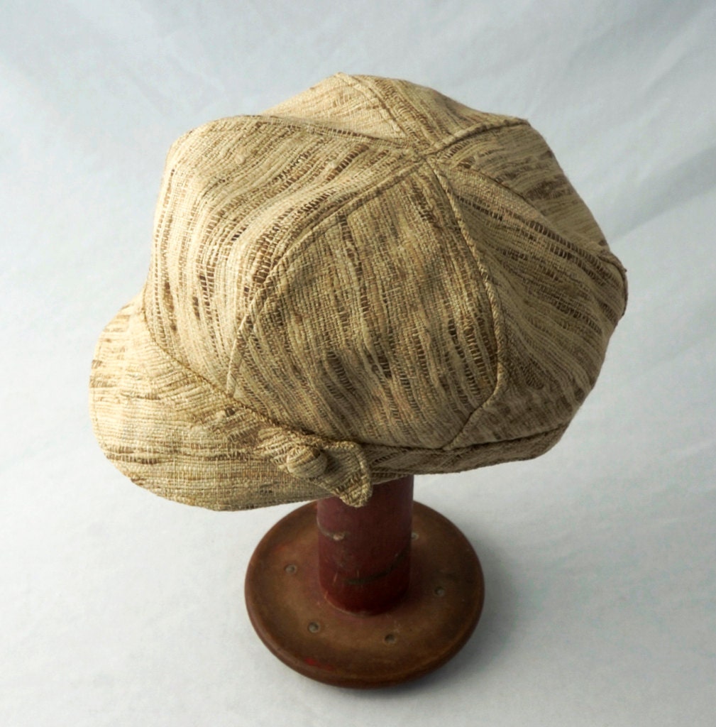 Newsboy Hat in Khaki Silk : Womens Hats - L