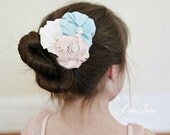 Crystal Flower Hair Clip, Ivory, Mint, Pink,  Flower Girl Clips, Bridal Hair Clip, Ballerina Style Hair.