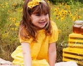 Yellow Gold Headband, Honey Flower Girl Headpiece, Pushing Daisies Inspiration,Toddler, Adult, Bridesmaid, Bridal, Photo Prop.
