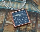 Dragonfly Necklace Pendant - Fossil - ORIGINAL Dana Marie Wearable Art - Handpainted - Bridesmaid Gift - EBSQ