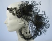 Onyx Nymph Peacock Feather Flapper Headband