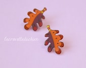 Oak Leaf Earring Studs , Nature jewelry, woodland leaves posts