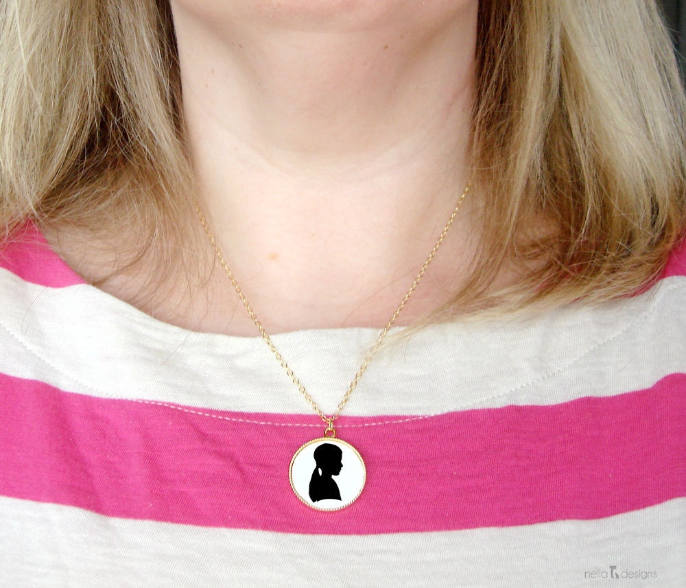 Custom Silhouette Gold Necklace, Mother's Day gift, Custom Wedding Gift