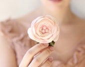Floral hair clip, Pink ranunculus bloom, Bridal hair flower - BLOSSOM