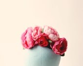 Red and pink floral headpiece, Boho flower crown - FRIDA