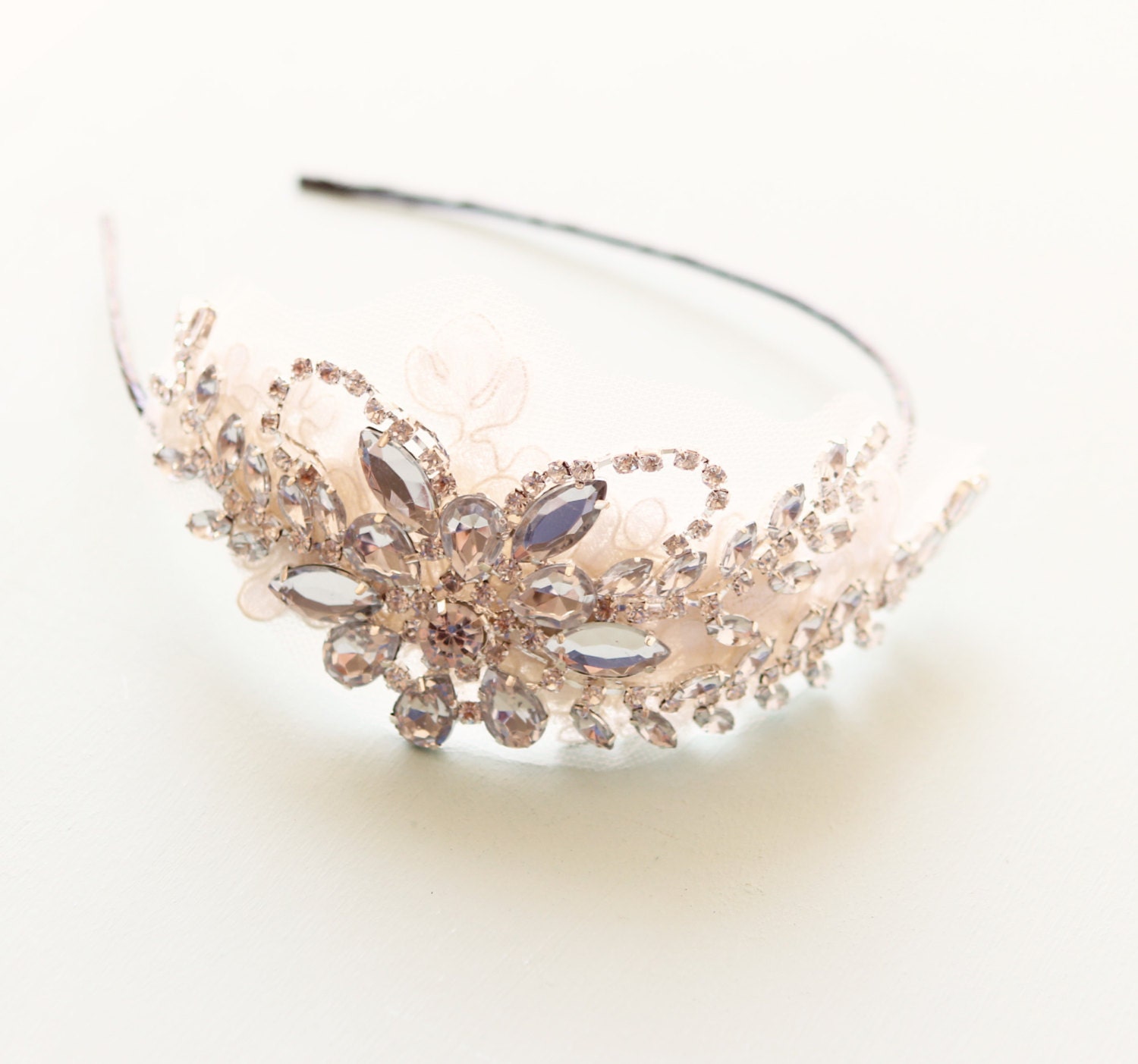 Rhinestone bridal hair band, wedding head piece, 1920s inspired flapper hair band