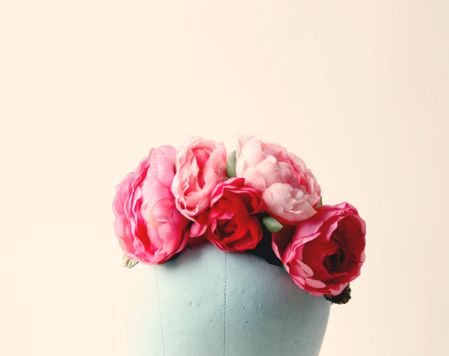 Red and pink floral headpiece, Boho flower crown - FRIDA