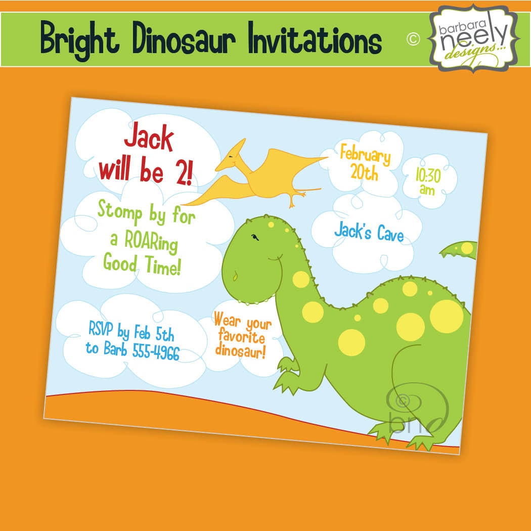 Dinosaur Invitations in Brighter Colors