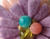 One Of A Kind - Repurposed Felted Wool Brooch -  Easter Daisy