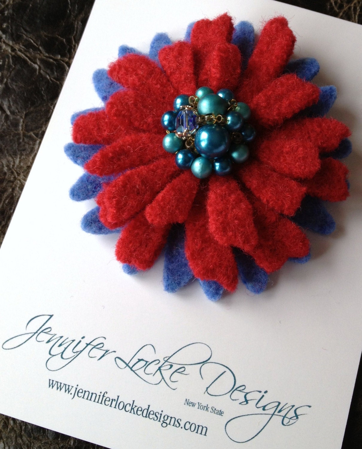 One Of A Kind - Repurposed Felted Wool Brooch -  My Blue Valentine
