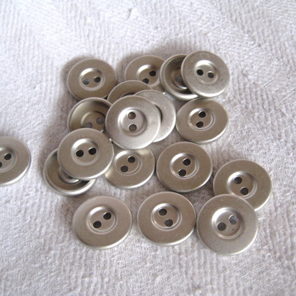 Industrial Frost Vintage Metal Buttons 25 Silver Metal Button Lot