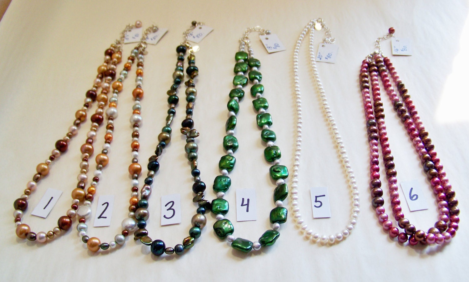 Freshwater pearl and sterling silver necklaces