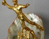 Vintage Diving Trophy Handmade Folk Art Assemblage