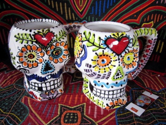 Sugar Skull Monster Mug for Day of the Dead, Halloween and Year Round