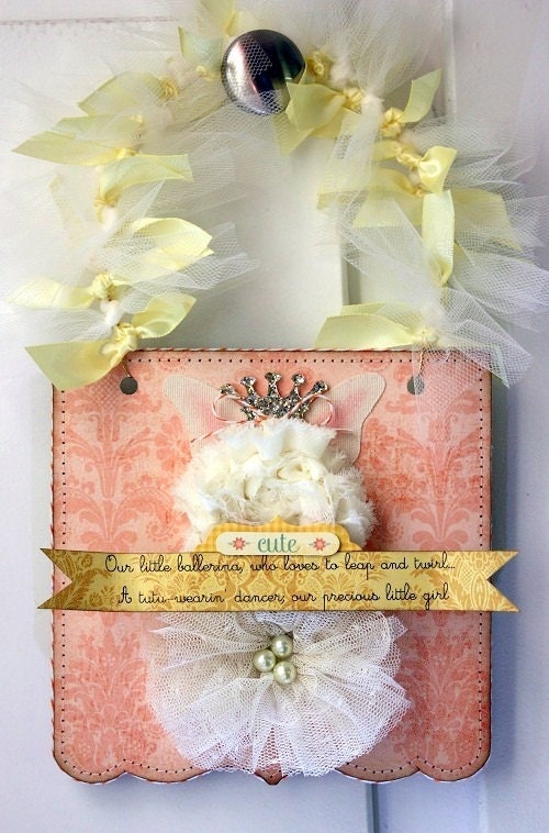 Shabby Chic --BUNNY BALLERINA-- Wall Hanger, Door Hanger Art Collage