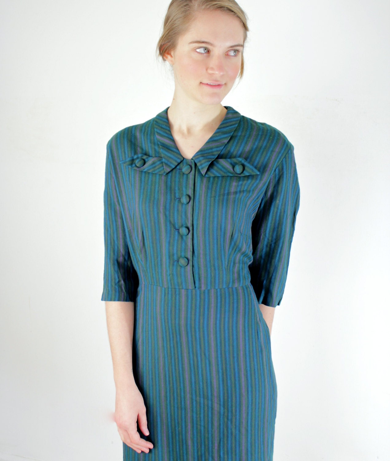 Vintage 1950s Dress / 50s Plus Size Dress / XL Dress