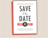 Modern & Hip Salmon and Gray Banner - Save the Date