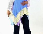 Periwinkle and Pastel Multicolor Tunic, Knit  and Crochet, Size Medium- Large (12-14)