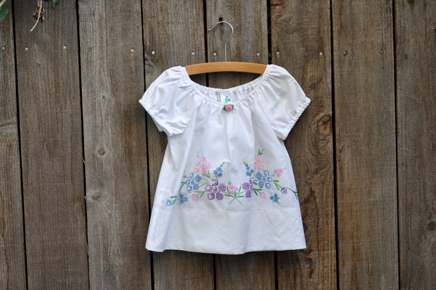 Vintage Pillow Case Girl Peasant Blouse Size 6